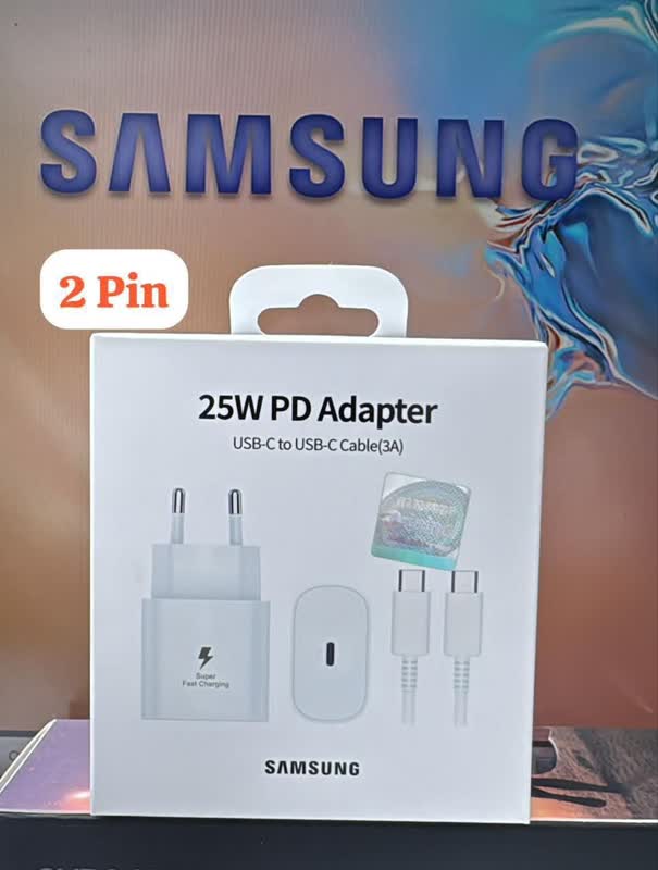 آداپتور25 وات سامسونگ 2 پین+کابل (غیر اصل)